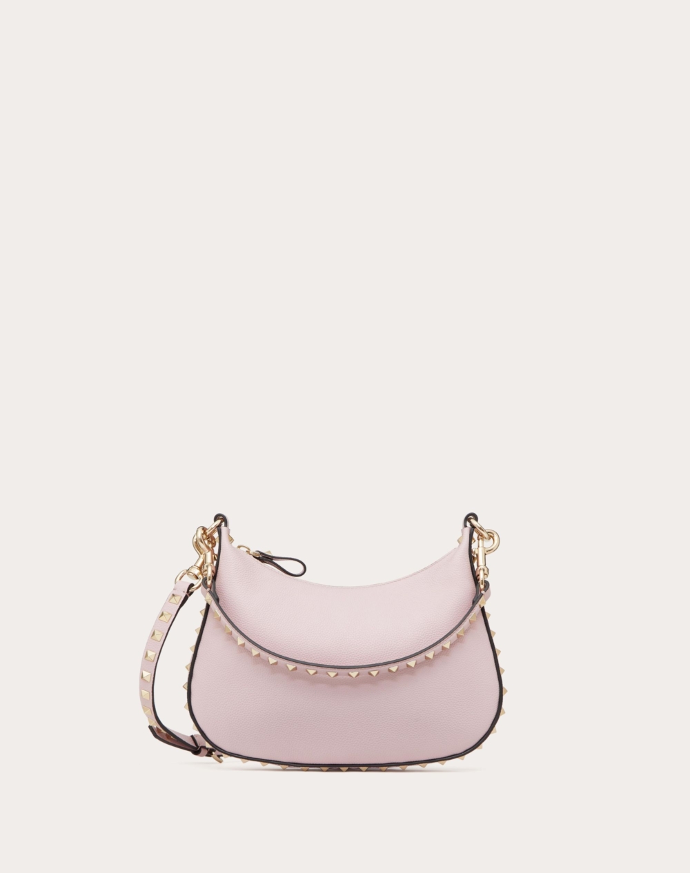 Valentino Small Rockstud Hobo Bag In Grainy Calfskin水丁香色