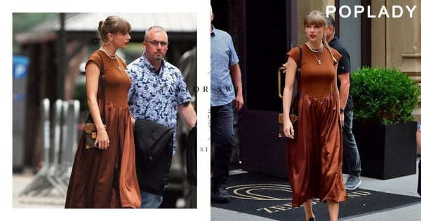 在紐約街頭捕捉到Taylor Swift：揹著Louis Vuitton新款手袋，身上的棕色喇叭裙出自這個品牌！