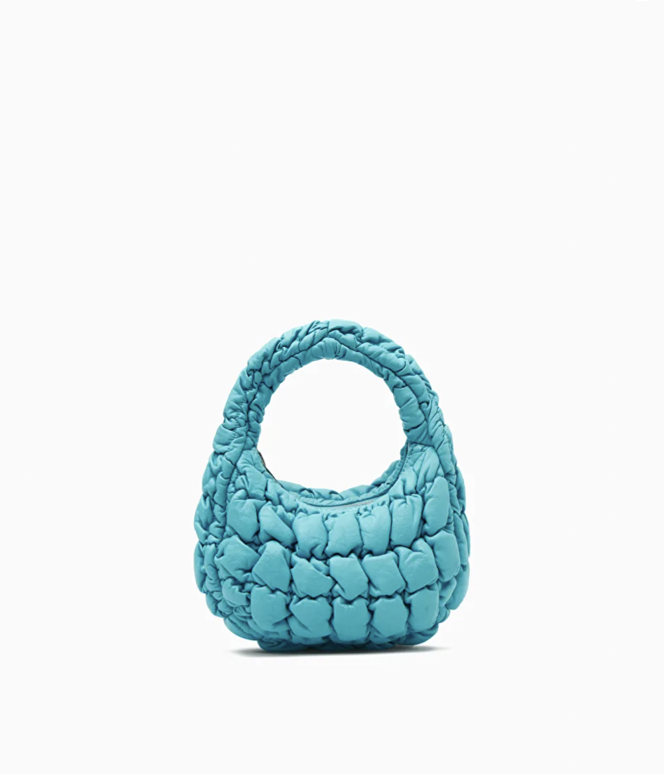 綠松石的Quilted Micro Bag-Leather。