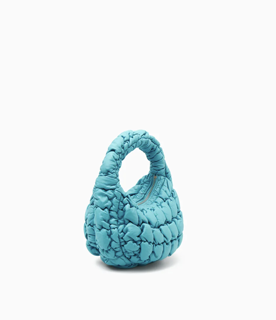 綠松石的Quilted Micro Bag-Leather。