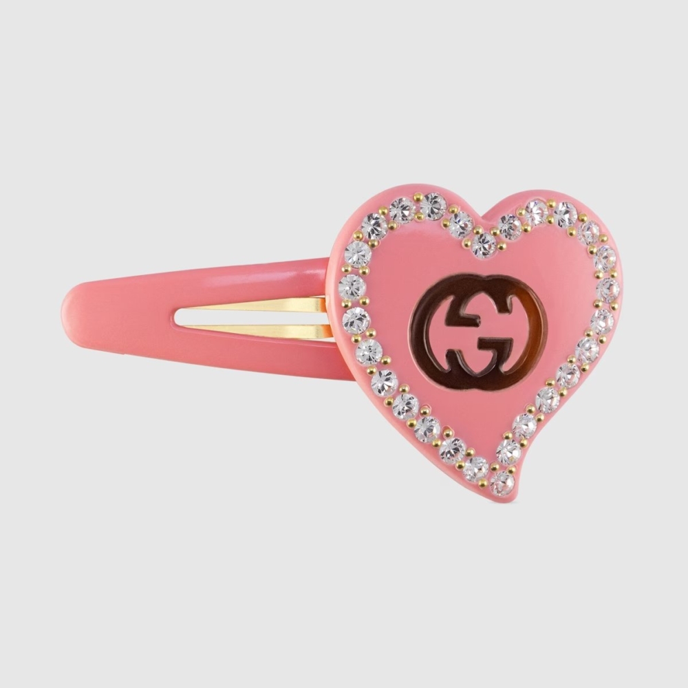 Hair Clip with GG and Heart Detail。