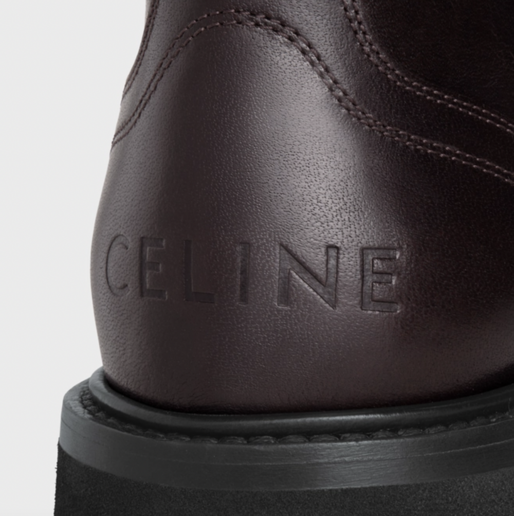 CELINE Bulky Lace-up Boot in Calfskin- Vegetal Tanning。