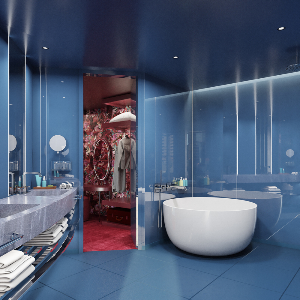 房間內浴室的設計。