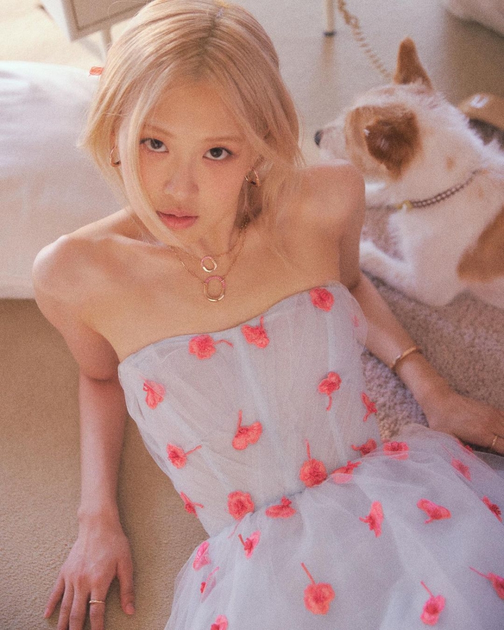 呼應Rosé的名字,「Tiffany Lock Rose Edition」簡潔線條設計採用18K玫瑰金和粉紅藍寶石