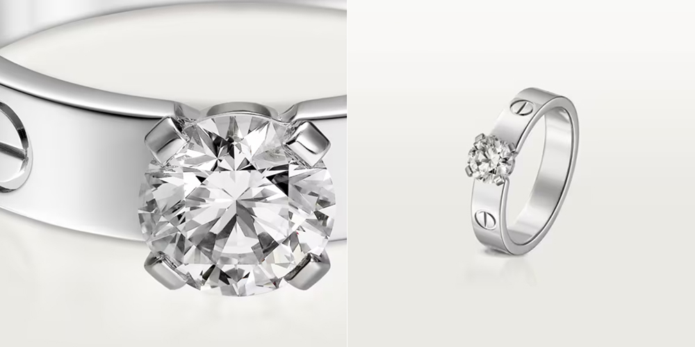 Cartier Love 18K白色黃金單鑽戒指