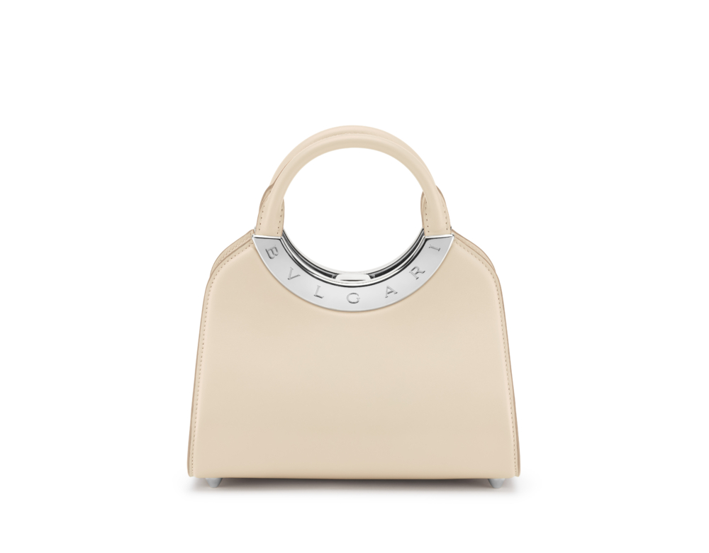 BVLGARI Roma象牙蛋白石色小牛皮手提包