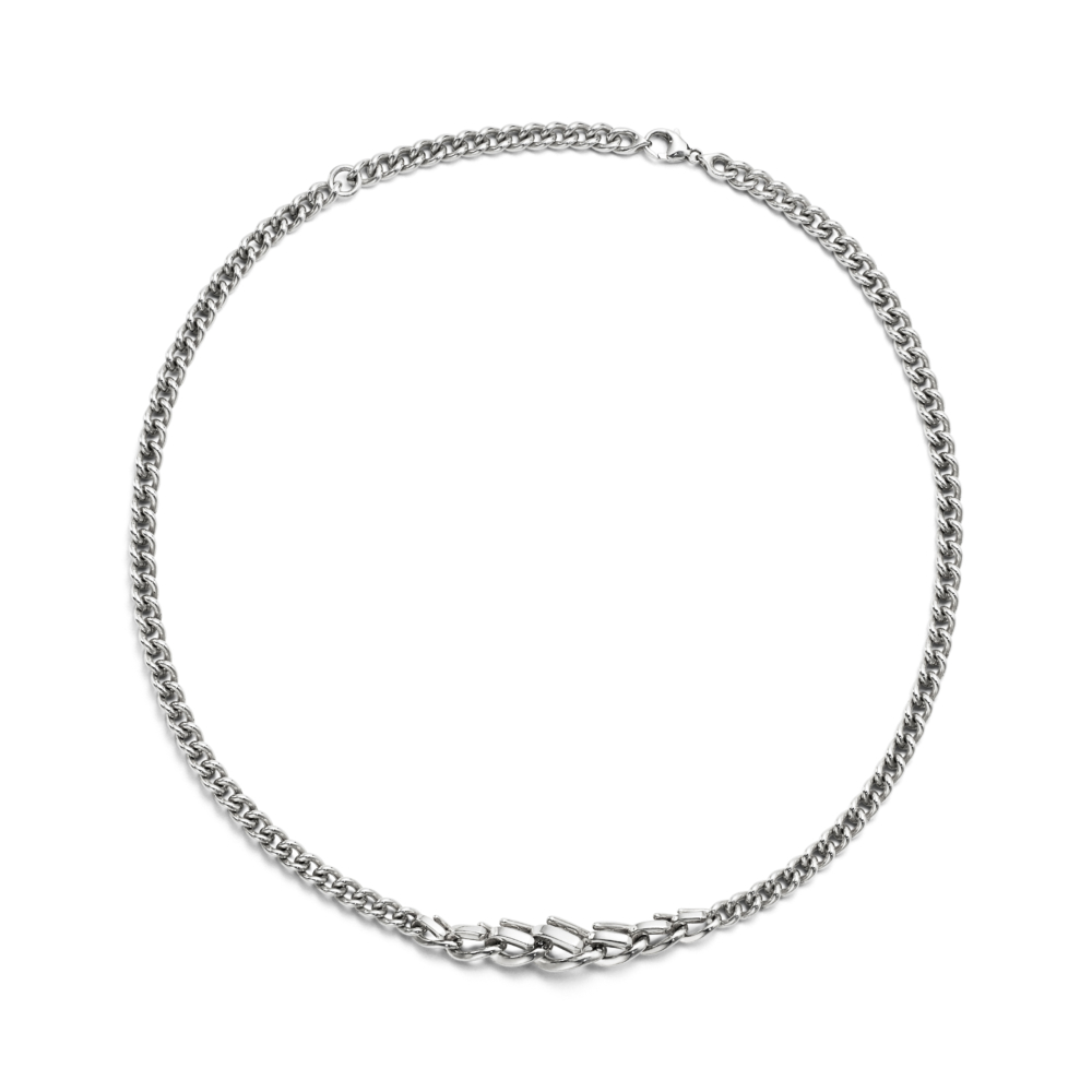 Tiffany Forge 純銀窄版搭配開口式鏈結設計項鍊。