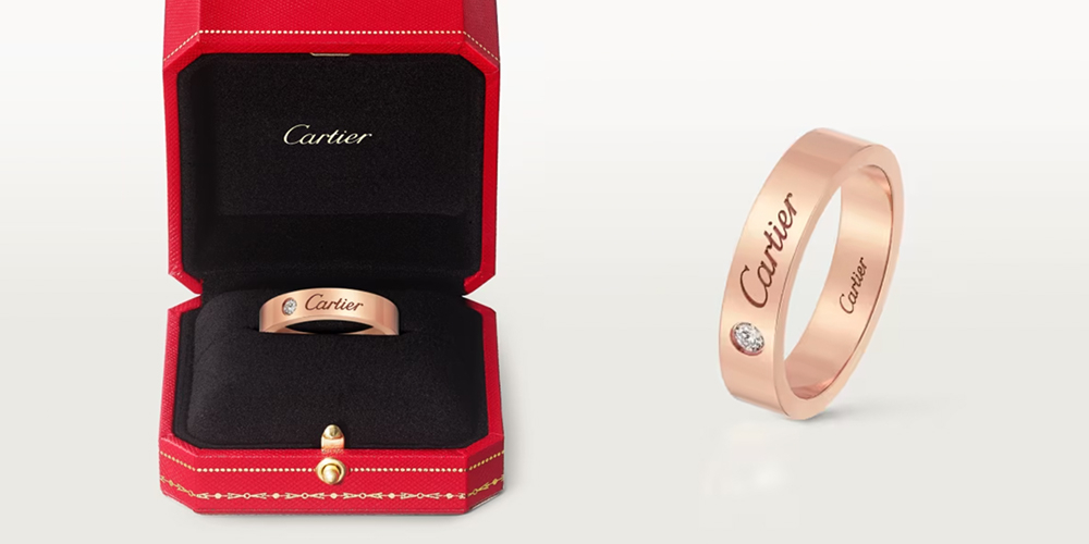 Cartier C de Cartier 18K玫瑰金,鑽石結婚戒指