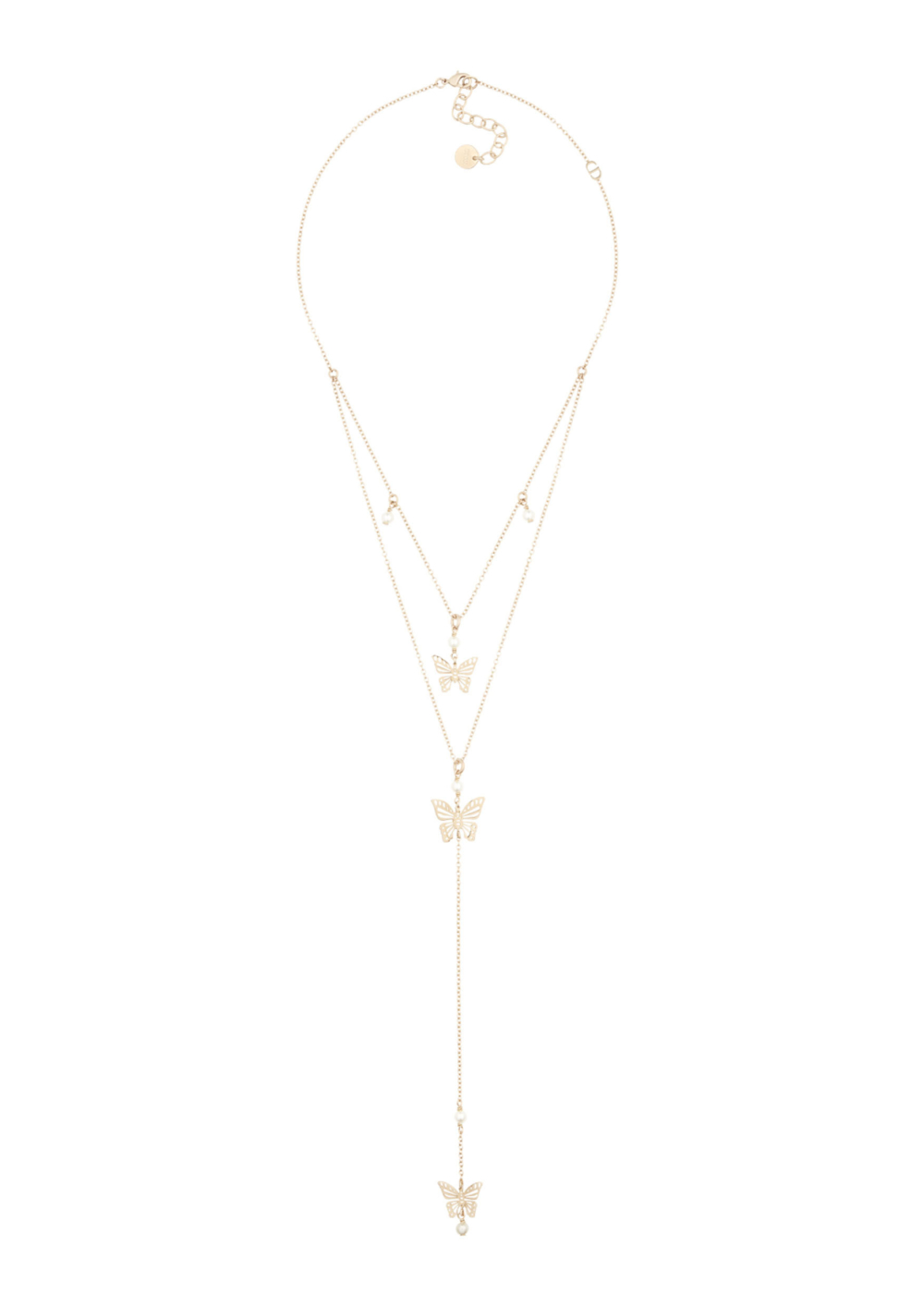 Dior Métamorphose 金色蝴蝶多層珠飾長項鍊。