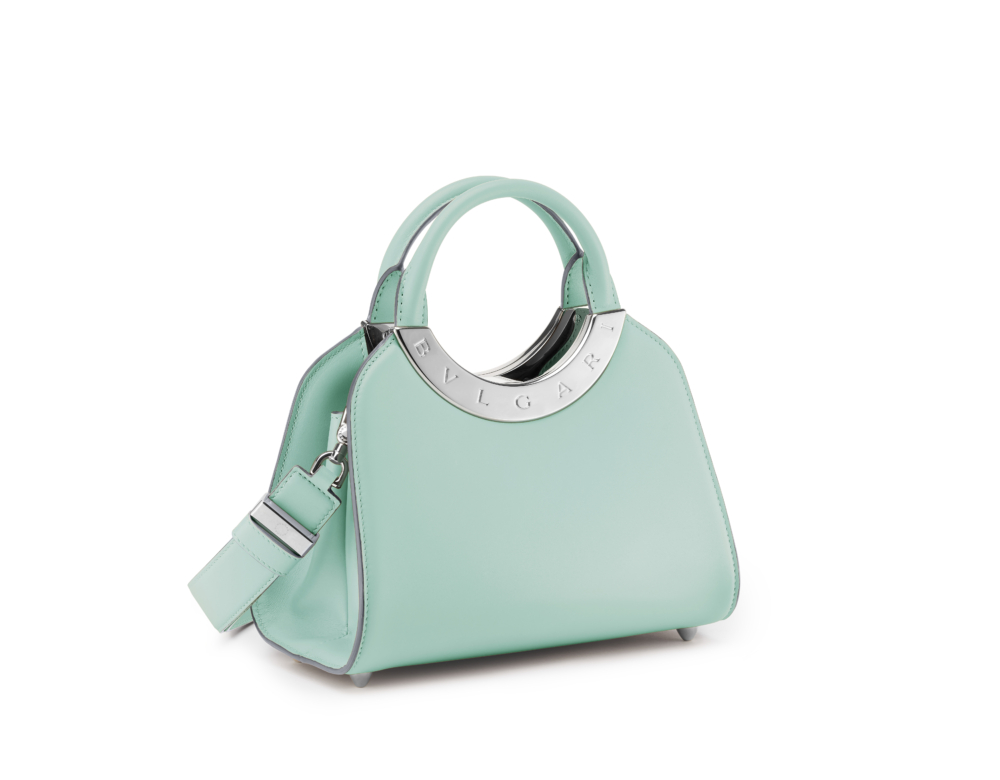 BVLGARI Roma海藍寶石色小牛皮手提包