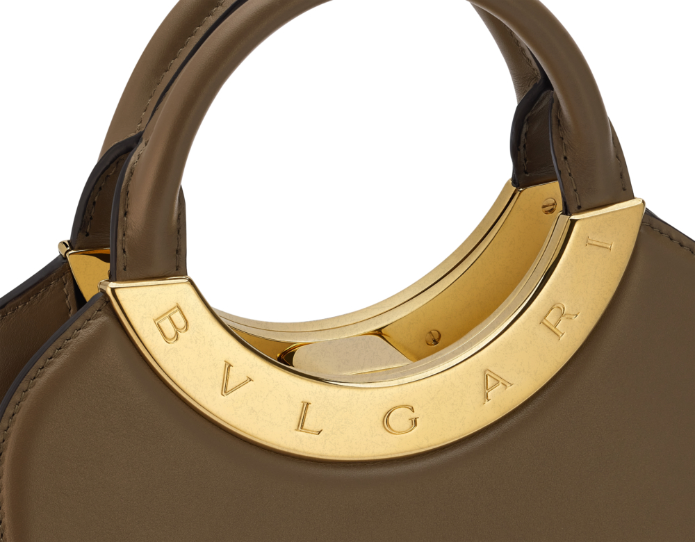 BVLGARI Roma羅馬花崗石色小牛皮手提包