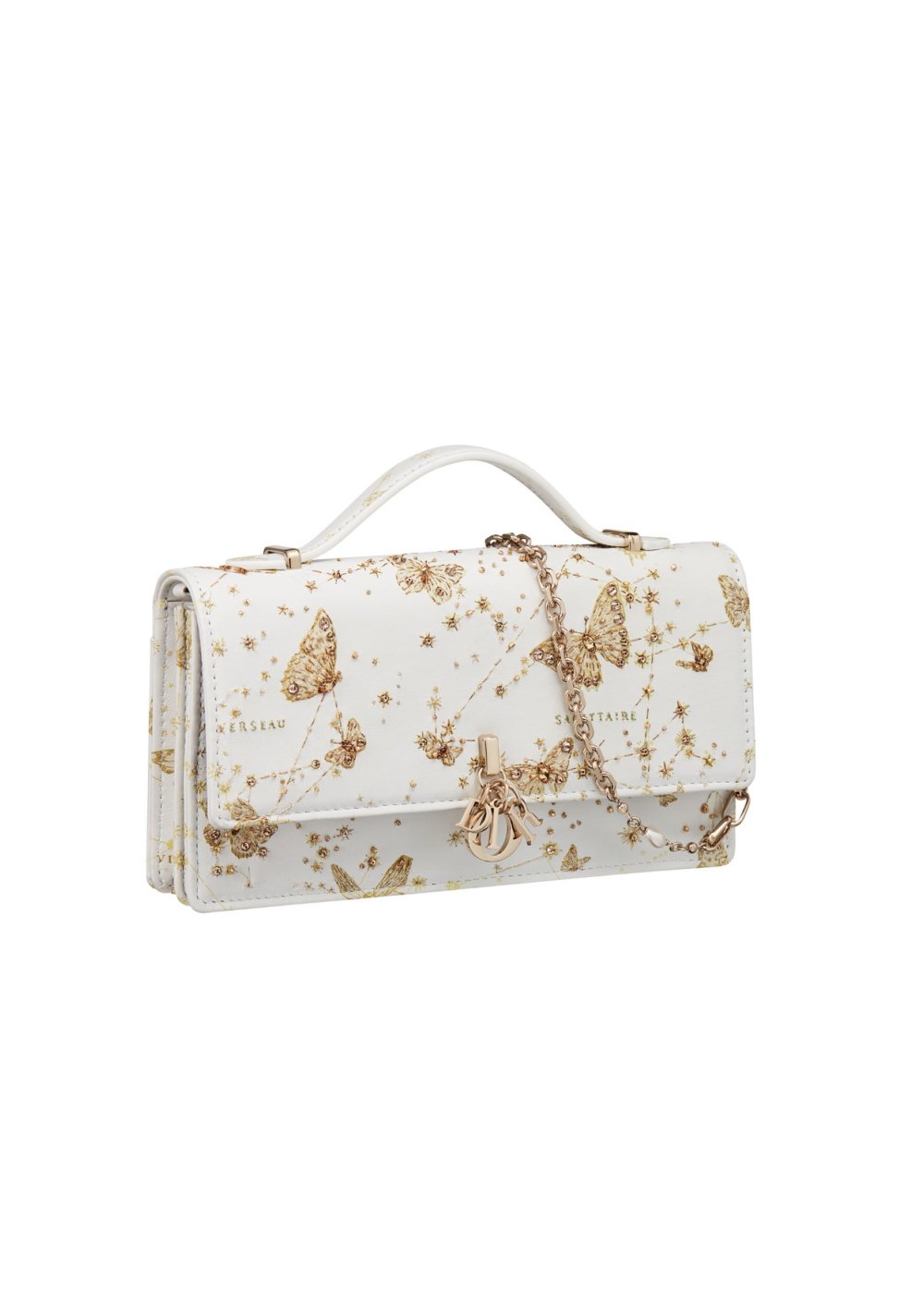 Mini Miss Dior金色Butterflies Zodiac 珠飾刺繡迷你提包。