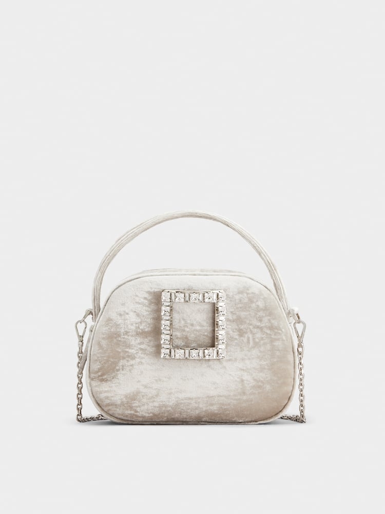 Roger Vivier Viv' Ladybug鑽扣天鵝絨迷你手袋