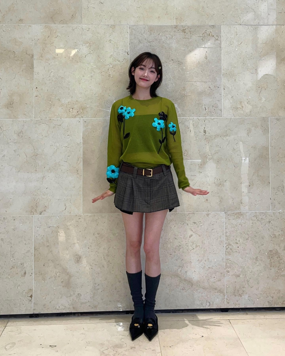 經典的格紋圖紋也是李瑜美的最愛