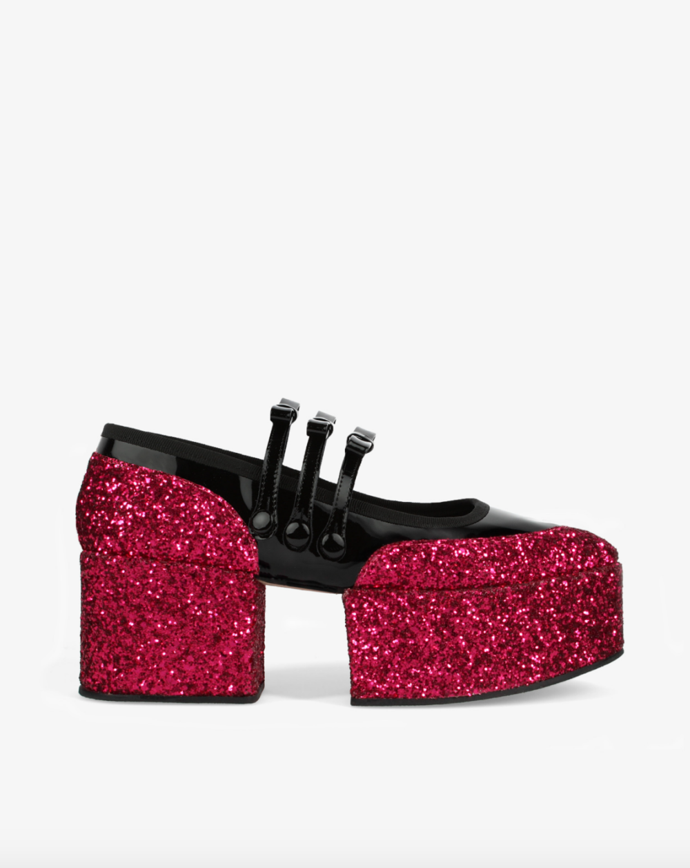 Glitter Platform Mary Janes。