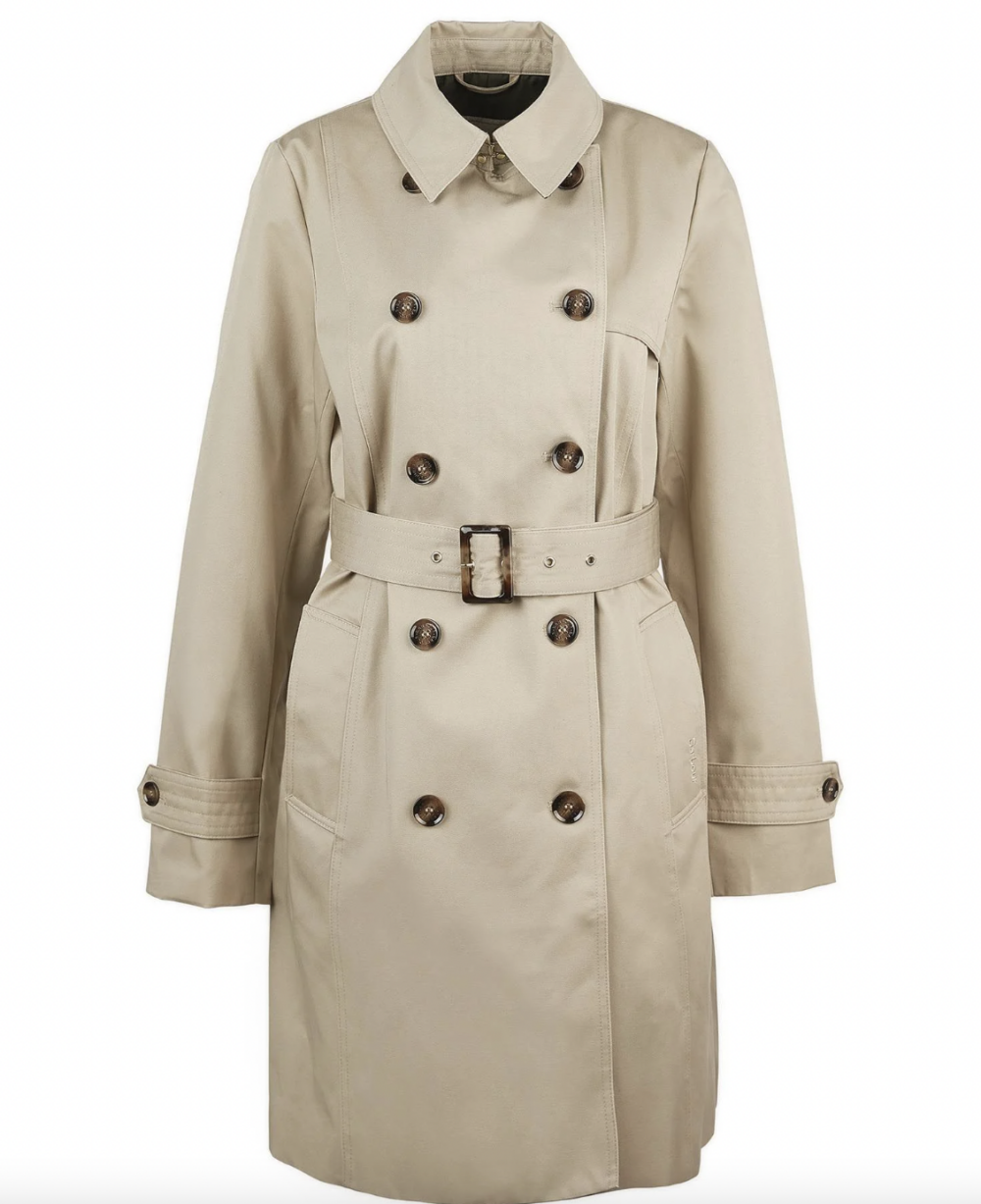 Barbour Short Greta Showerproof Trench Coat。