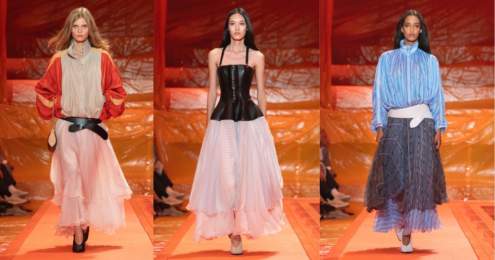 本次秀場上多次出現飄逸的紗裙。