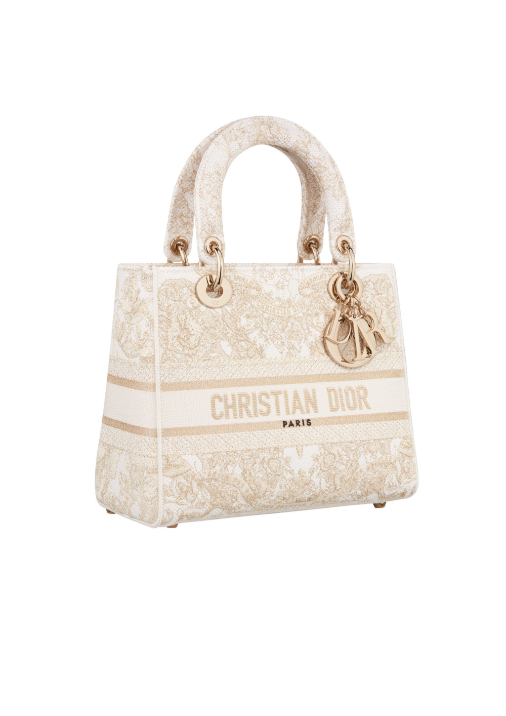 Lady D-Lite金色Butterfly Around The World刺繡中型提包。