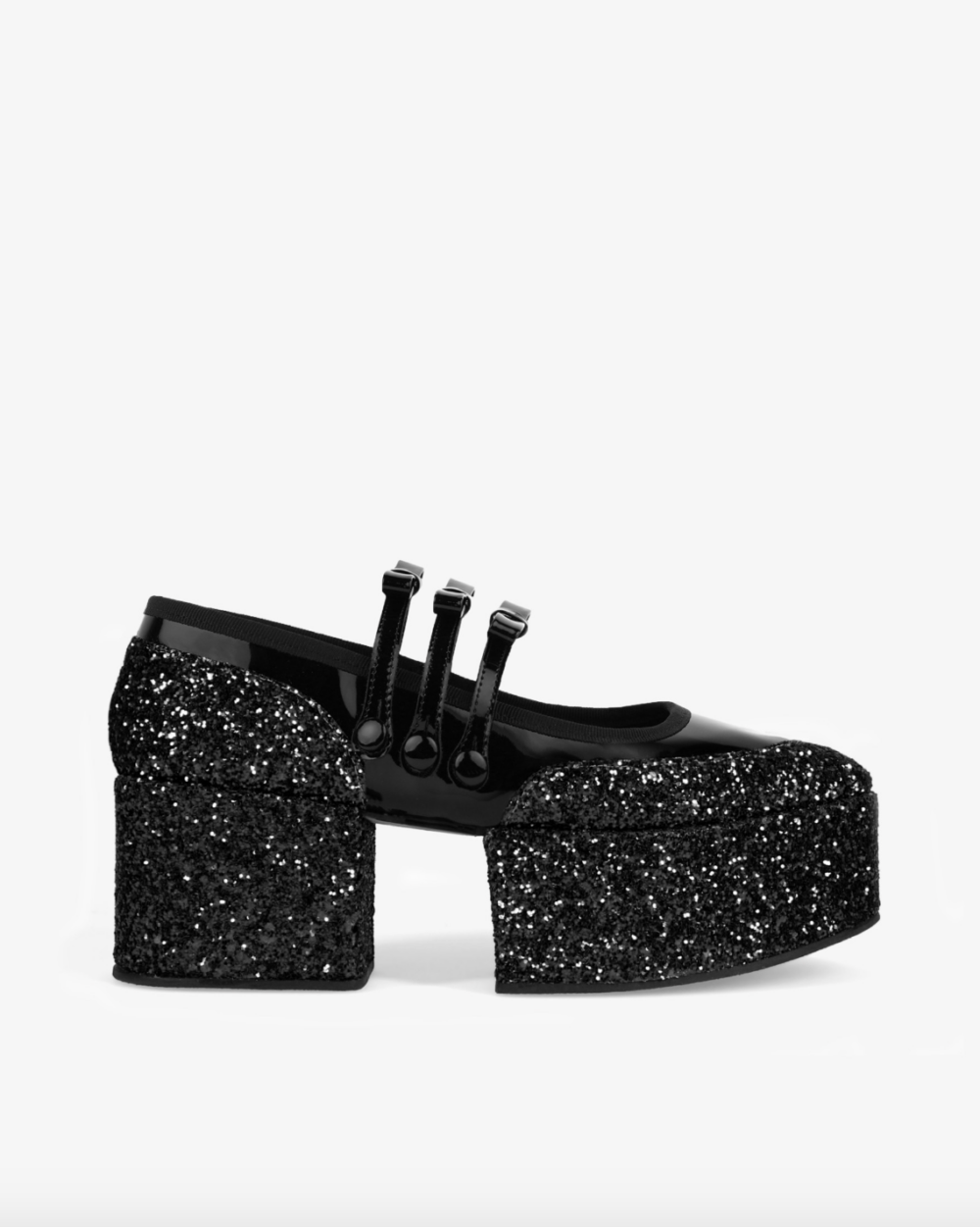 Glitter Platform Mary Janes。