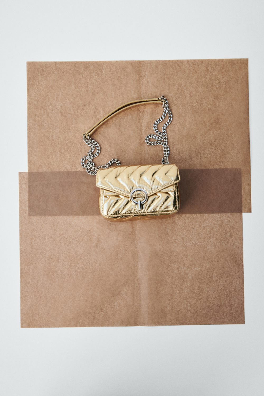 Sandro金色迷你YZA肩背包