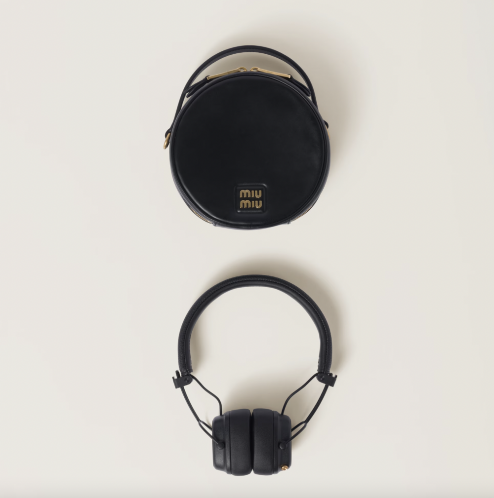 Marshall × Miu Miu Headphones with Leather Case。