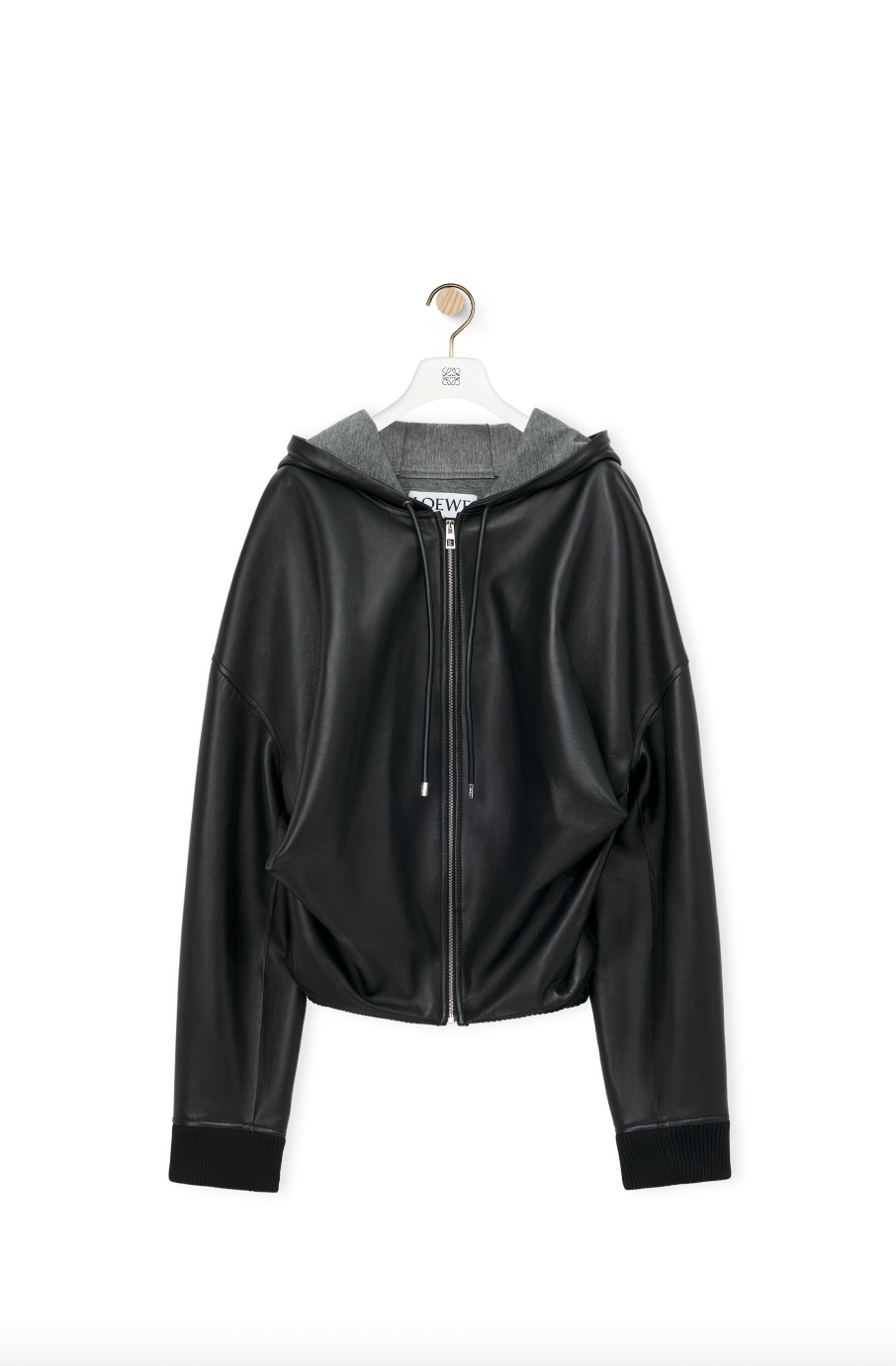 LOEWE Draped Hoodie in Nappa Lambskin。