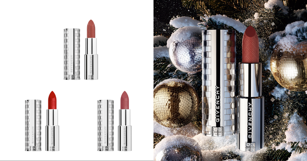 （上）高訂禁忌絲滑啞亮唇膏 #N544 Nude Thrill（節日限定版）HK$380/3.4g 、（左下）華麗魅彩紅絲絨唇膏 #N36 L'Interdit（節日限定版） HK$380/3.4g、（右下）華麗魅彩粉絲絨唇膏 #N16 Nude Boisé（節日限定版） HK$380/3.4g、 華麗魅彩紅絲絨唇膏 #N36 L'Interdit（節日限定版） HK$380/3.4g