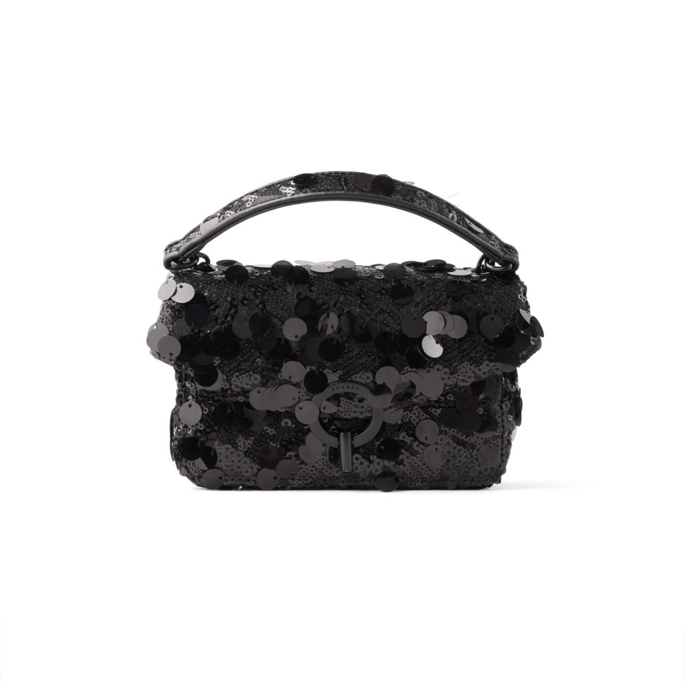 Sandro 黑色迷你YZA亮片肩背包