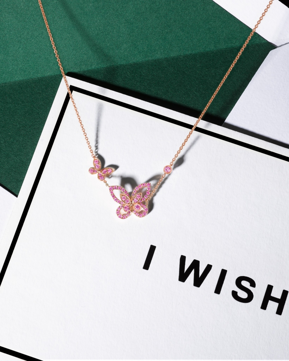 Graff 蝴蝶幻影雙重奏粉紅藍寶石吊墜