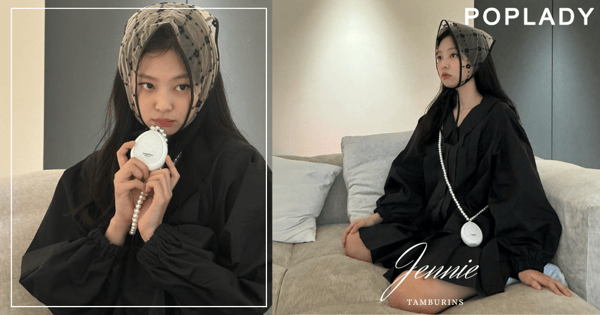 Jennie小黑裙搭配小花三角頭巾化身可愛小魔女，搶先預告TAMBURINS新香水，和Jennie噴上同款香氣