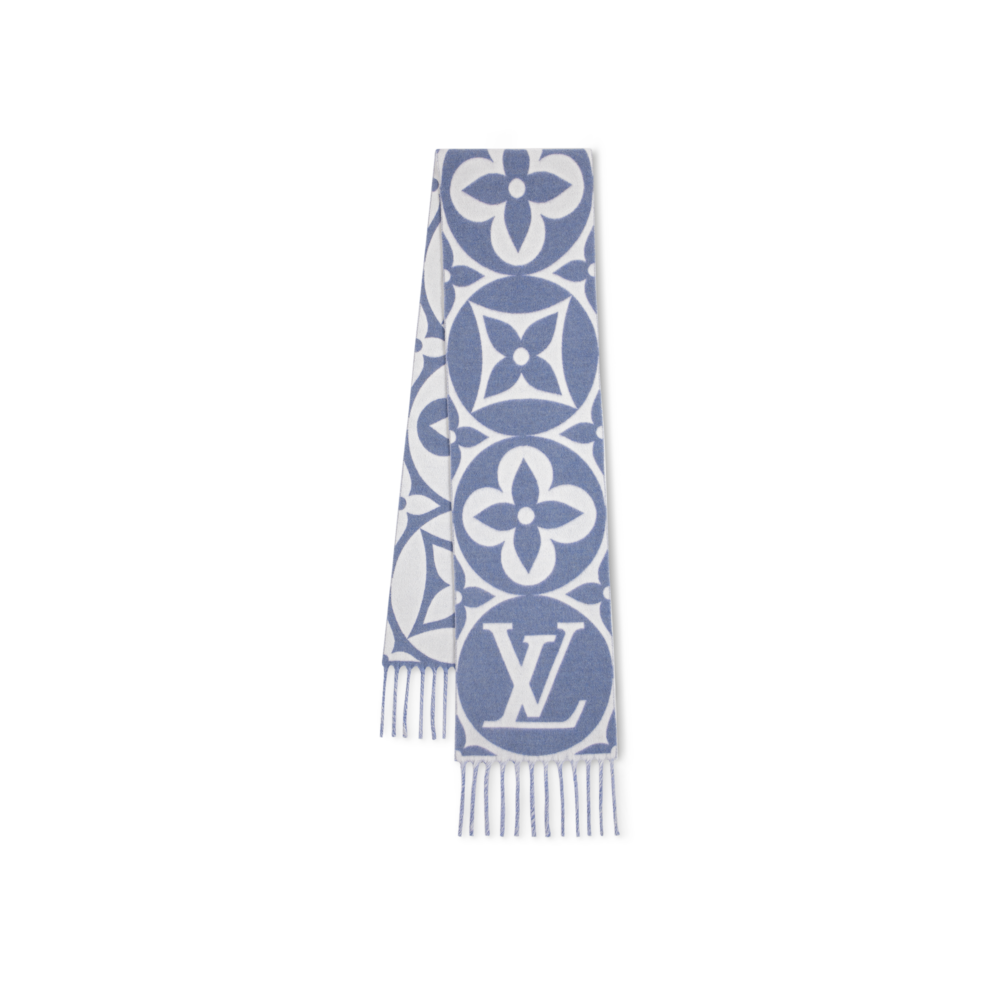 Louis Vuitton LV MEDAILLON SCARF BLUE 圍巾