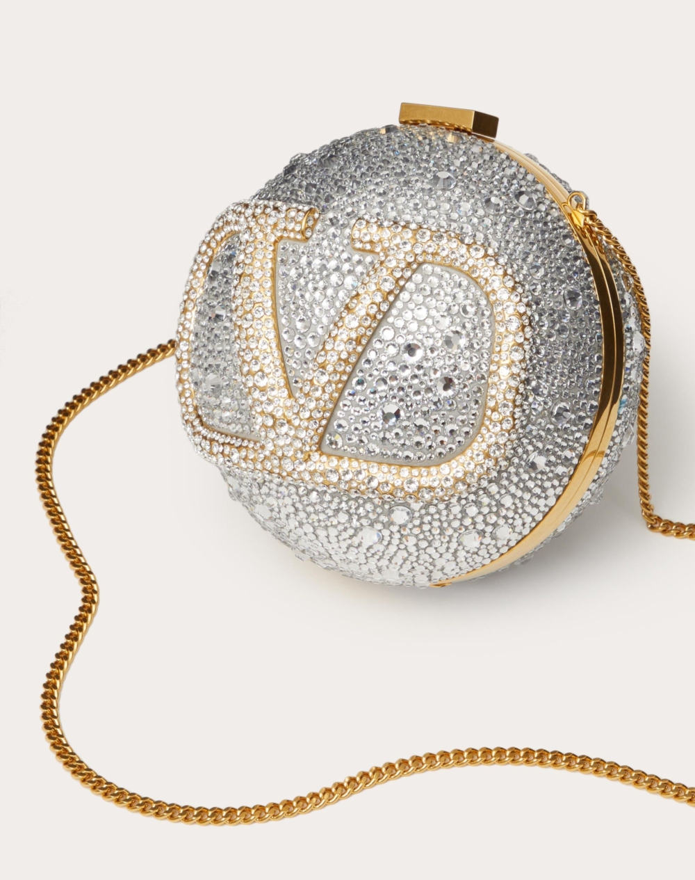 Valentino VLogo Signature金屬與施華洛世奇水晶小袋
