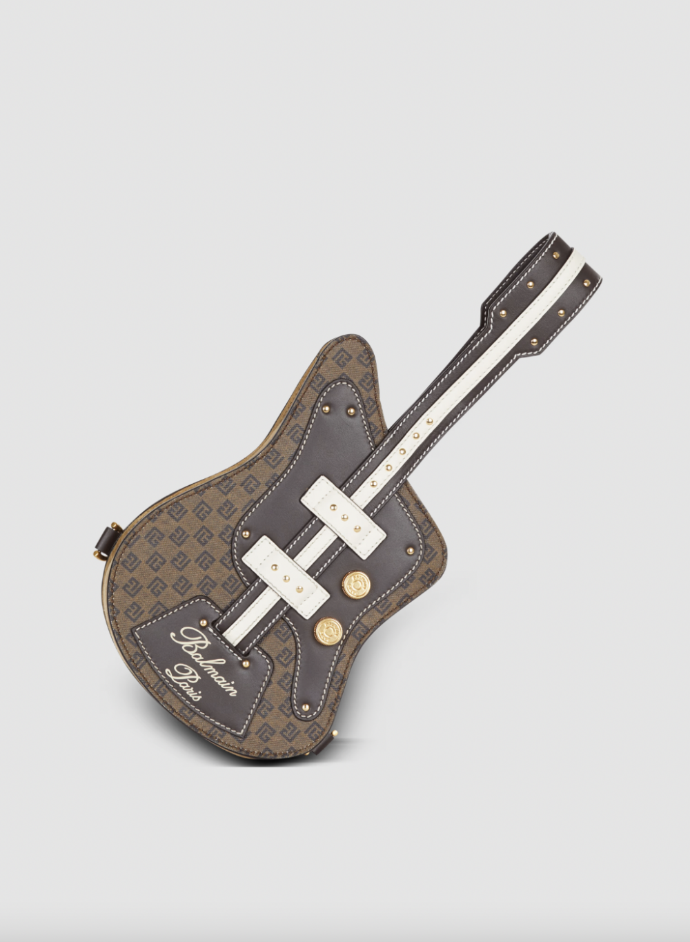 Guitar Bag Clutch with Leather and Monogram Detailing。