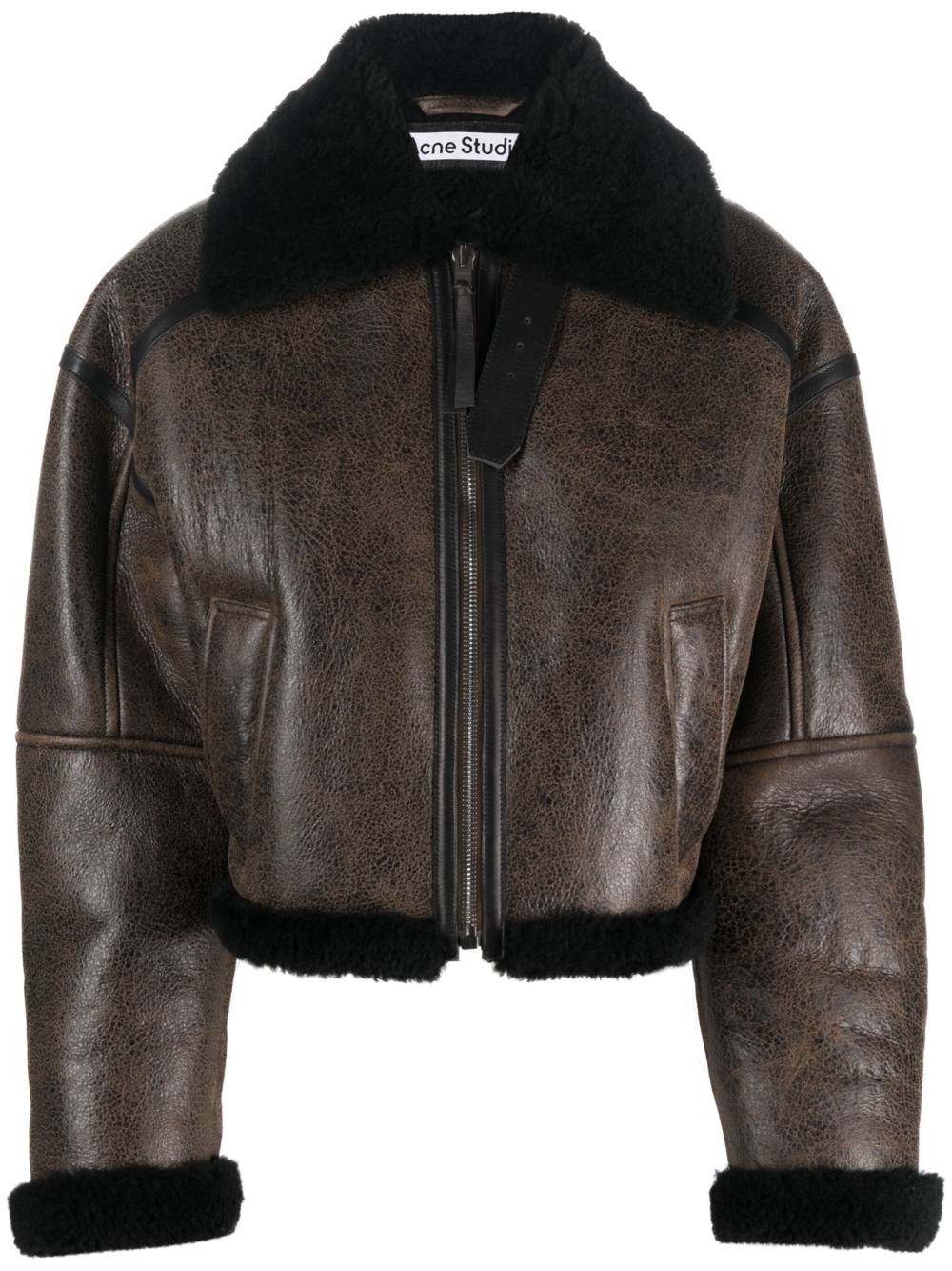 Acne Studios shearling-trim leather jacket羊毛皮邊飾皮夾克