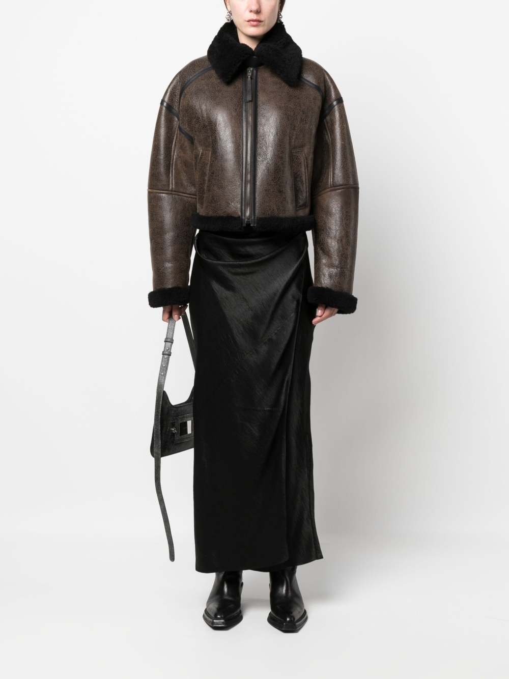 Acne Studios shearling-trim leather jacket羊毛皮邊飾皮夾克