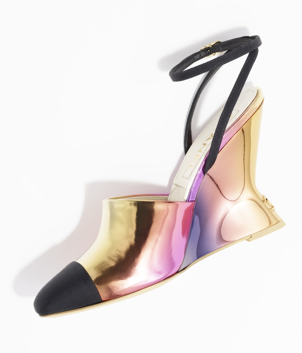 CHANEL Slingbacks霓光雙色露跟鞋