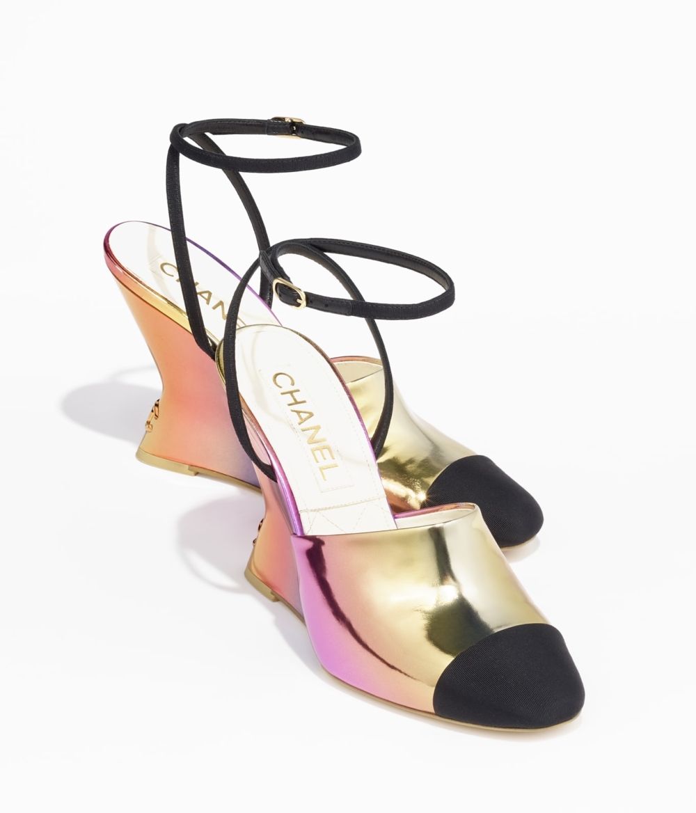 CHANEL Slingbacks霓光雙色露跟鞋