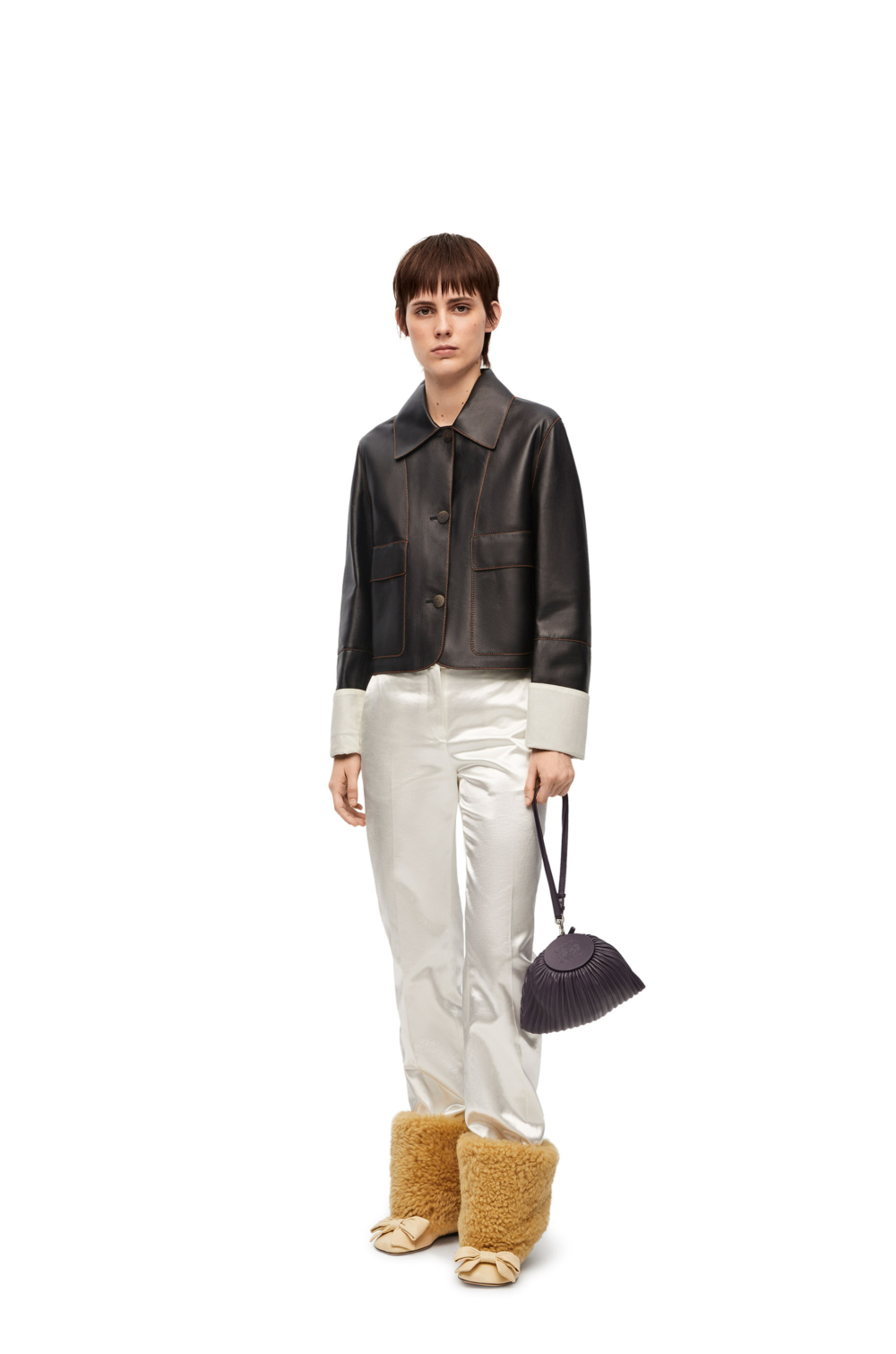 LOEWE輕盈Nappa小羊皮翻領夾克