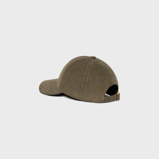Triomphe Baseball Cap in Corduroy Kaki。