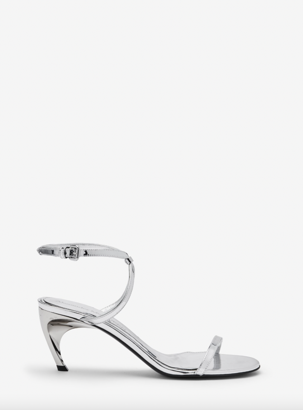 Women's Armadillo Metal Bar Sandal in Silver。