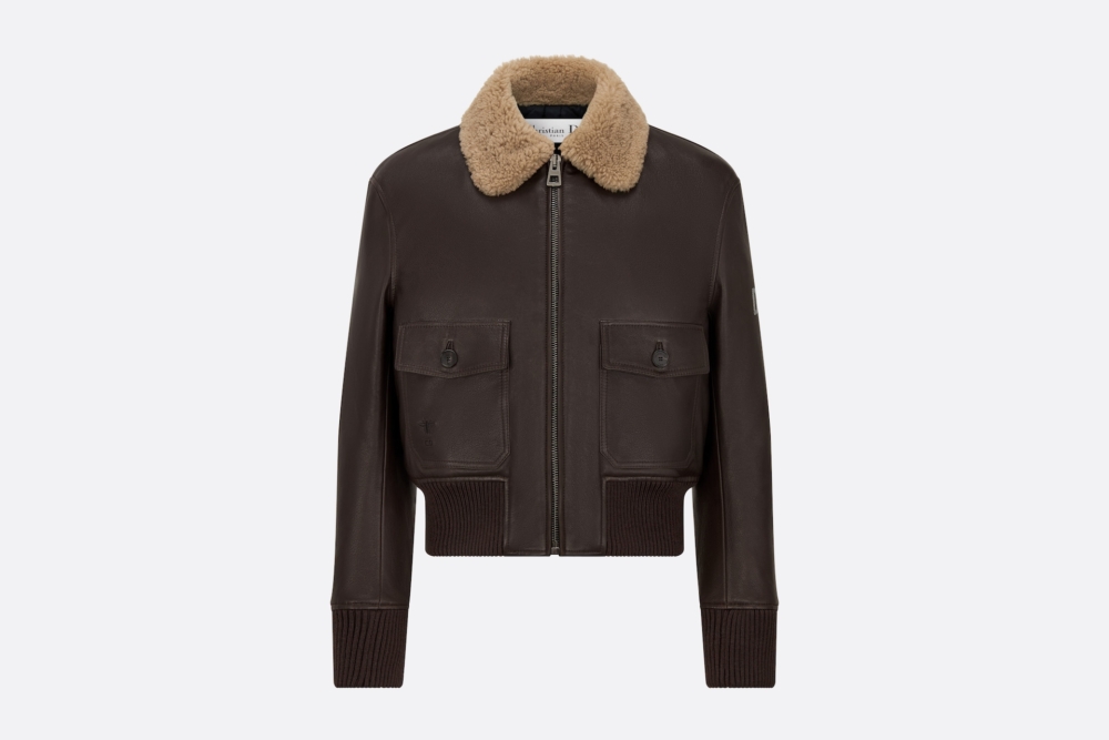 Jisoo同款Dior棕色小羊皮夾克