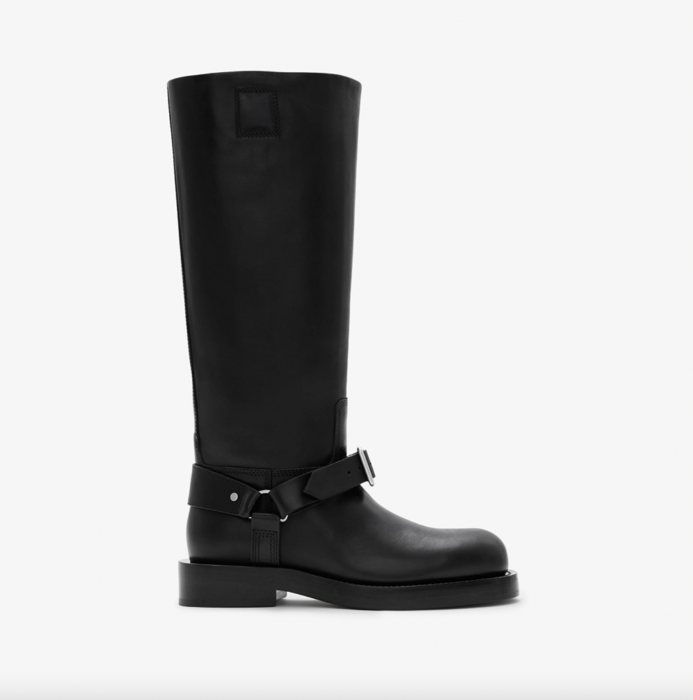 Leather Saddle Tall Boots。