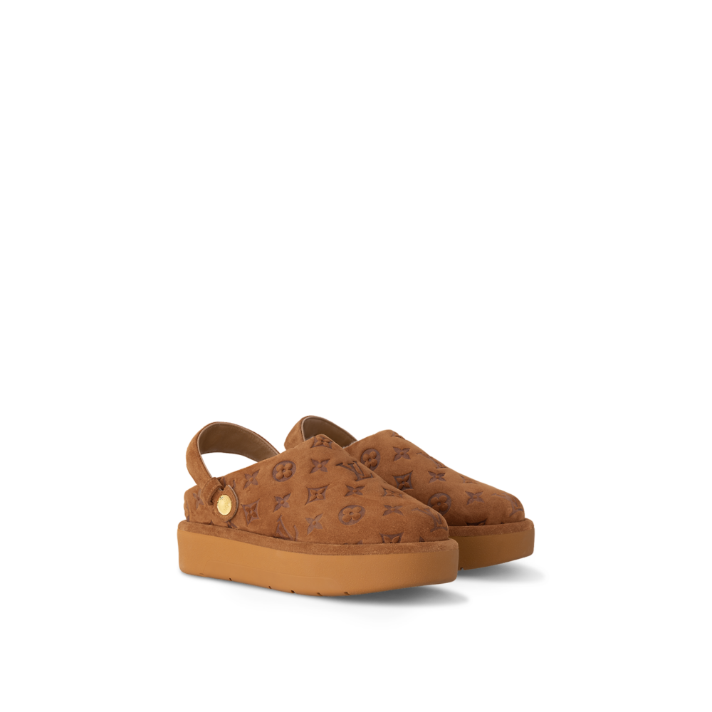 宛如烤焦麵包一樣的Louis Vuitton絨毛小牛皮拖鞋