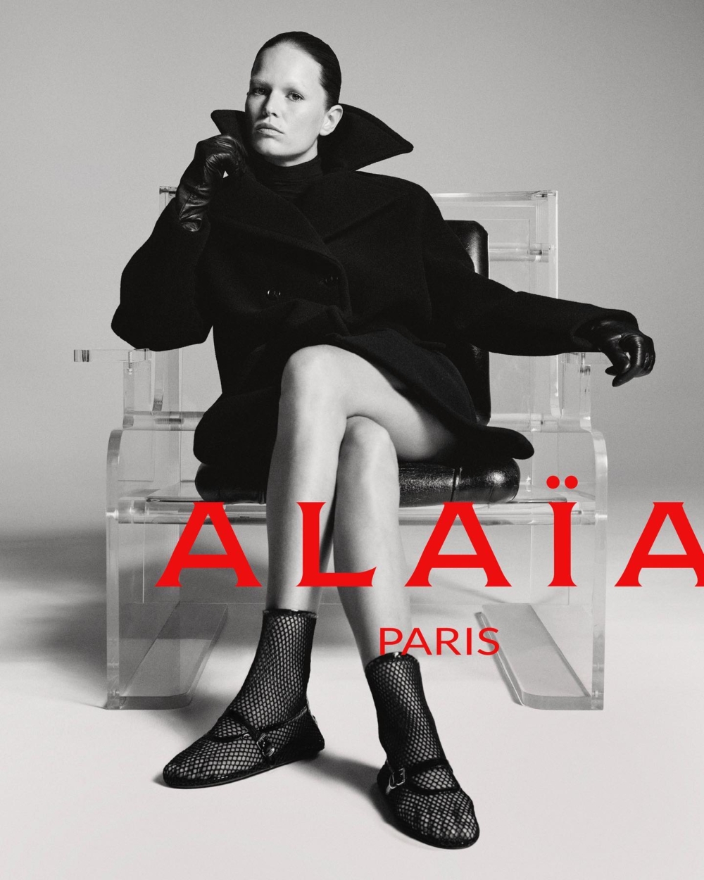 ALAÏA魚網芭蕾舞平底鞋