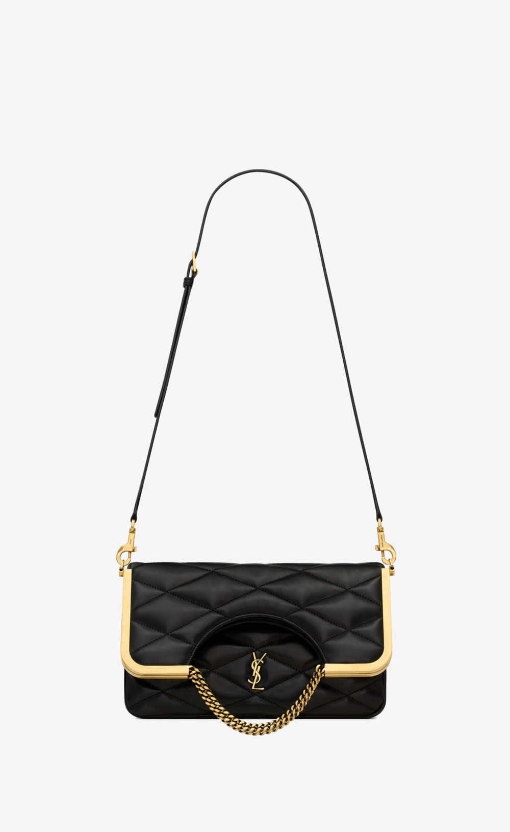 cerniera框架設計讓包包的一半向下折疊。