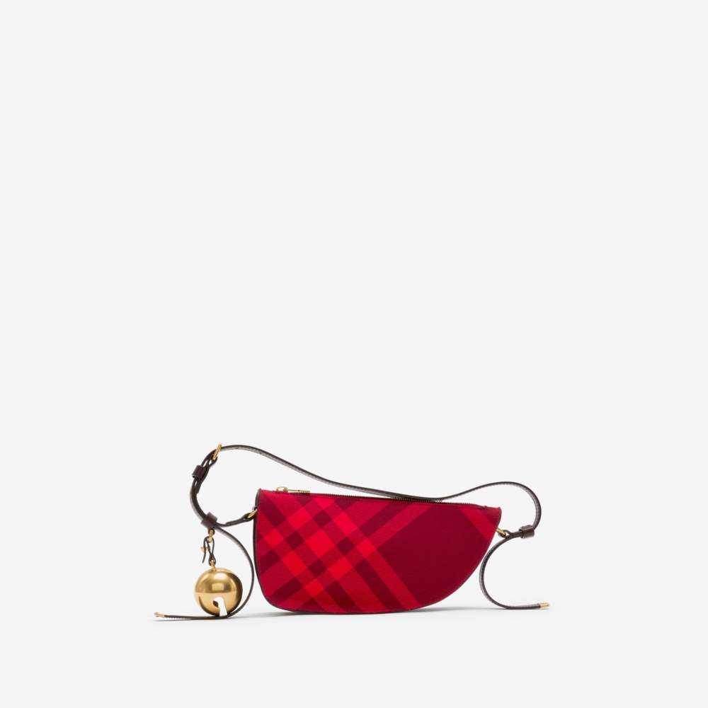 Burberry Shield格紋單肩包樹莓紅