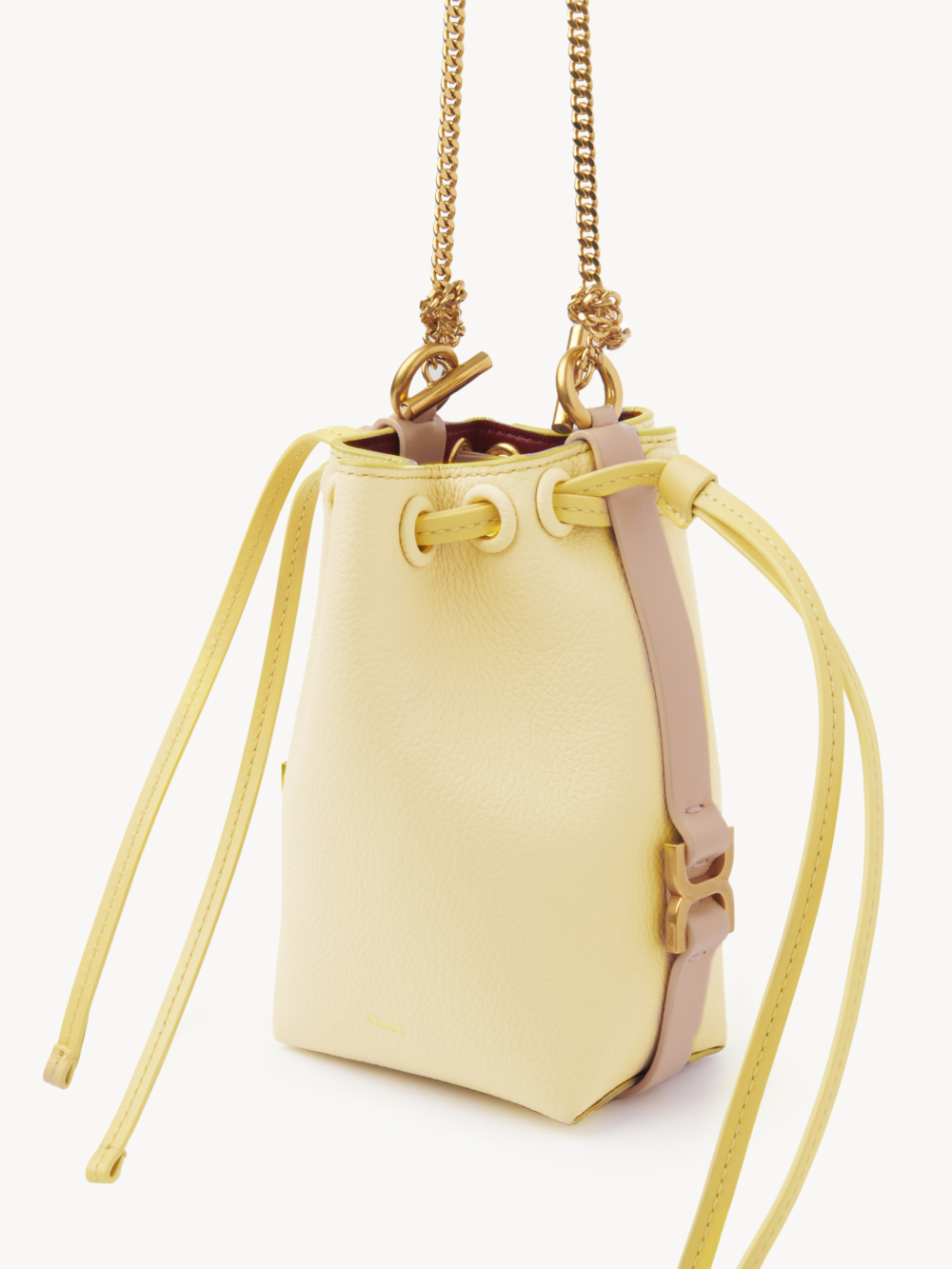 Chloé農曆年系列Marcie柔和黃皮革水桶包。