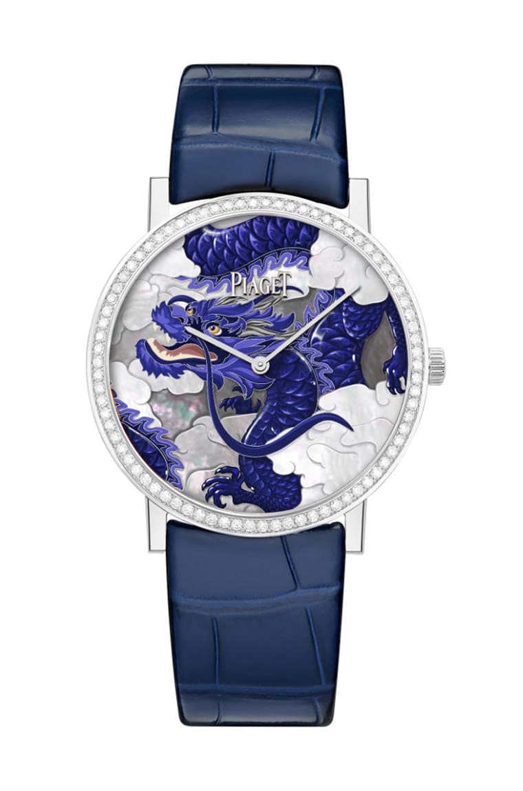 Piaget Altiplano系列龍年限定18K白金超薄工藝頂級珠寶腕錶,錶徑38mm/18K白金錶殼鑲鑽/430Pt超薄手動上鍊機芯/時、分/全球限量38只