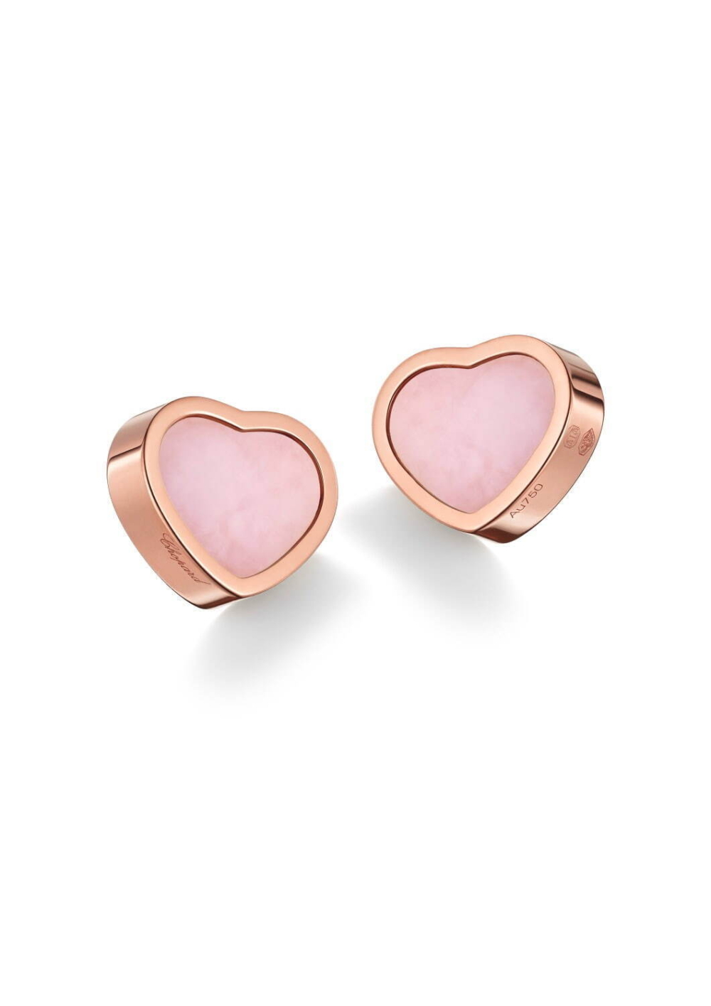 Chopard My Happy Hearts玫瑰金粉紅蛋白石耳環