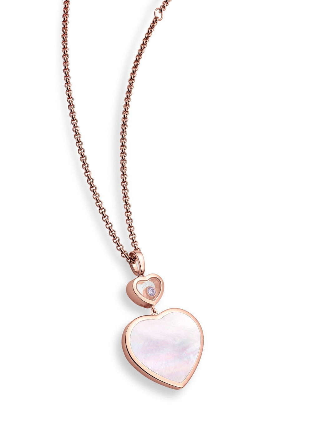 Chopard My Happy Hearts玫瑰金鑽石珍珠母貝吊飾